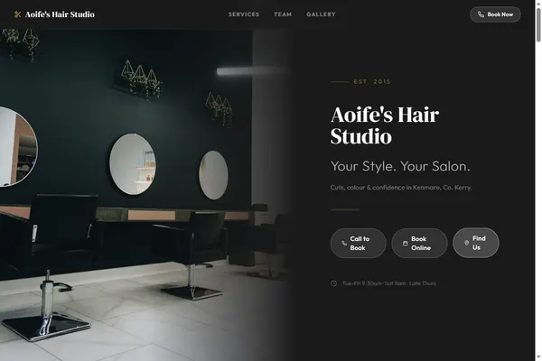 Aoife's Hair Studio website screenshot