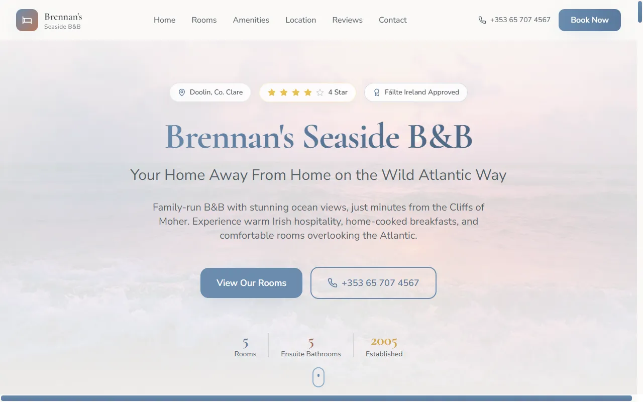 Brennan's B&B website screenshot