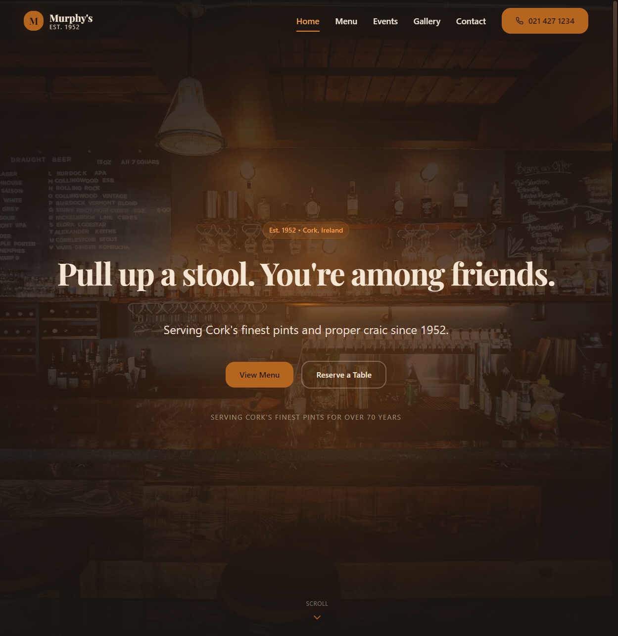 Murphy's Pub website screenshot
