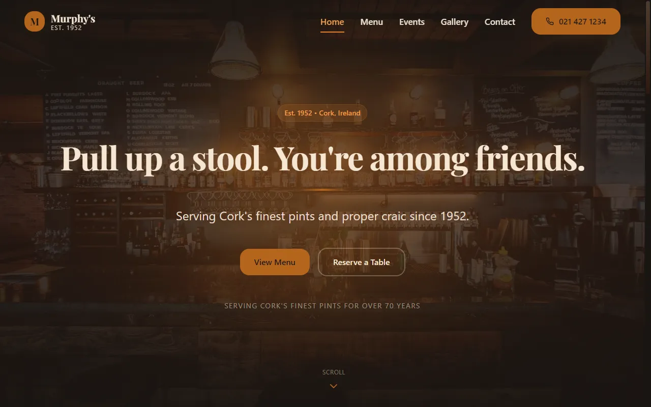 Murphy's Pub website screenshot