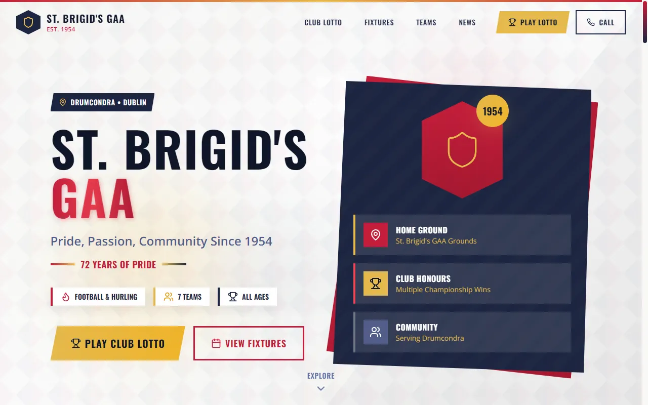 St. Brigid's GAA website screenshot